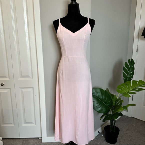Pastel Pink Backless Maxi Dress - Picture 1 of 4